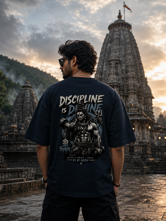 Shiv Strength Oversized Tee – Discipline Is Divine